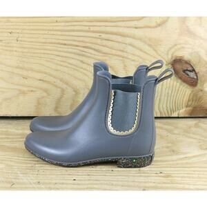 New Jack Rogers Rain Boots Womens 9M Gray Sallie Glitter Pull On Shoes Ankle